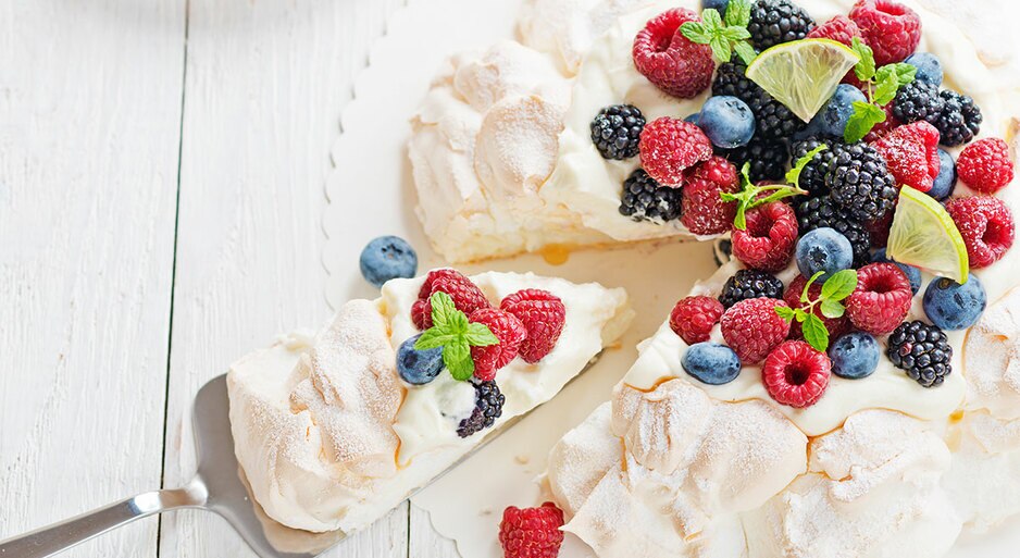 cake topped with berries