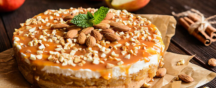 cake topped with almonds